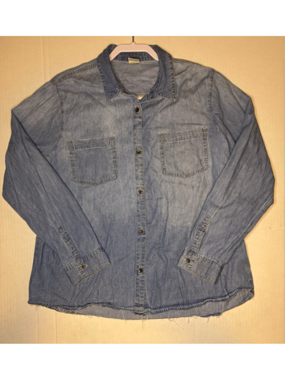 Women's Faded Glory Denim Button Down Shirt Blue Size XL